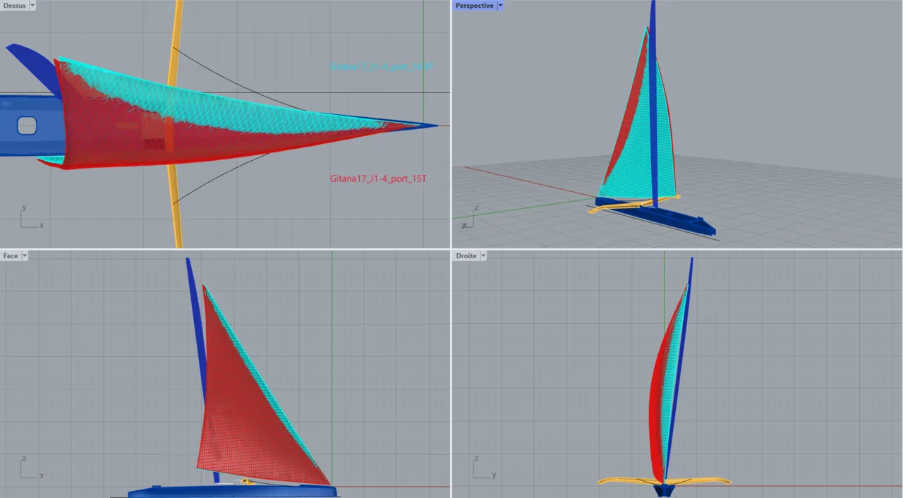 Measured sails displayed in 3D modelling software